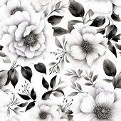 Polaire Élégante couverture de fleurs monochromes en gris