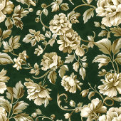Polaire Élégante couverture de fleurs vert foncé et or