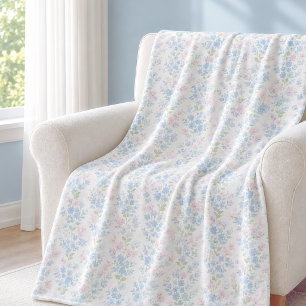 Polaire Élégante couverture en fleece à motif floral bleu