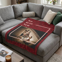 Élégante couverture en fleece rouge avec photo de