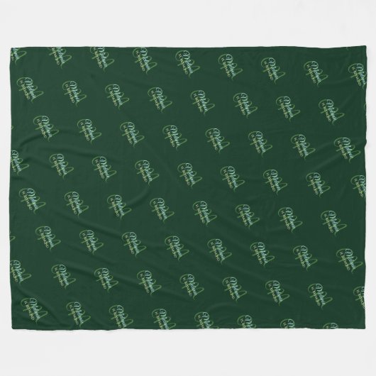 Polaire Élégante couverture verte avec son nom et initiale (Devant (Horizontal))