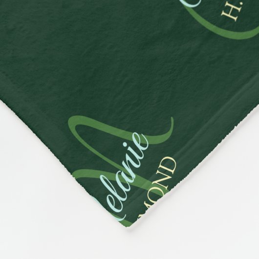 Polaire Élégante couverture verte avec son nom et initiale (Coin)