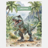 Polaire Fierce T-Rex Dinosaur Couverture Personnalisée Nom (Devant)