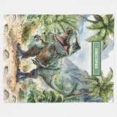 Polaire Fierce T-Rex Dinosaur Couverture Personnalisée Nom (Devant (Horizontal))