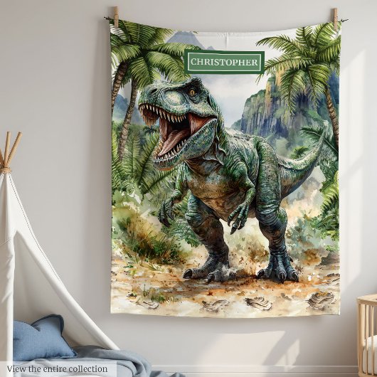 Polaire Fierce T-Rex Dinosaur Couverture Personnalisée Nom