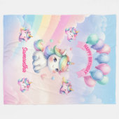 Polaire Fille 1er Anniversaire Couverture Unicorn Pastel C (Devant (Horizontal))