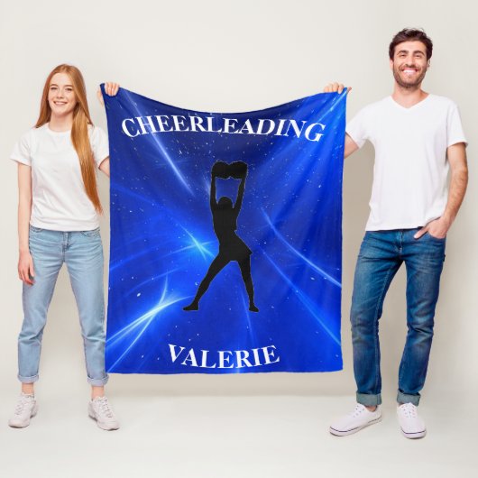 Polaire Filles Bleu Couverture Cheerled avec son nom! (En situation)