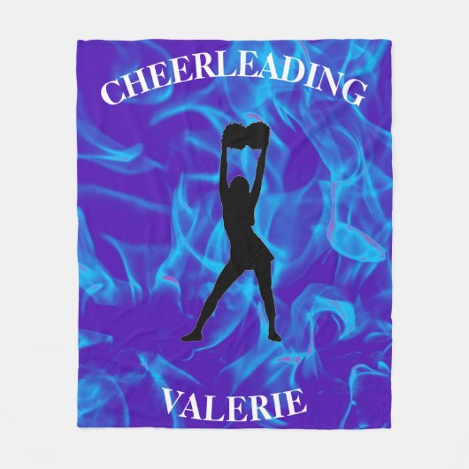 Polaire Filles Bleu Couverture Cheerled avec son nom! (Devant)