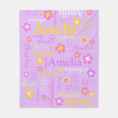 Polaire Filles rose violet nom Amelia couverture de fleurs (Devant)
