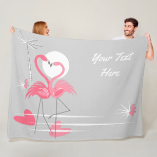 Polaire Flamant rose Love Side Texte blanc couverture hori