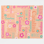 Polaire Fleur d'aqua rose et blanc rose pâle et couverture (Devant (Horizontal))