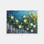 Polaire Fleurs blanches sur couverture bleue (Devant (Horizontal))