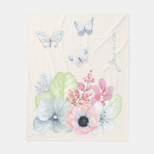 Polaire Fleurs chics et couverture d'ouatine de papillons (Devant)