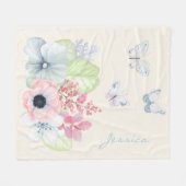 Polaire Fleurs chics et couverture d'ouatine de papillons (Devant (Horizontal))