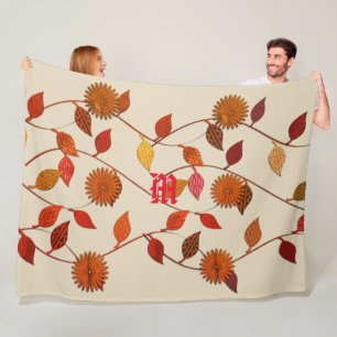 Polaire Fleurs De Feuilles Fleurs De Beige Chic Couverture