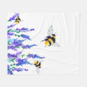 Polaire Fleurs printanières et abeilles volant couverture  (Devant (Horizontal))