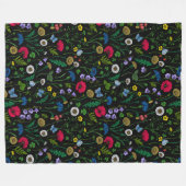 Polaire Fleurs sauvages sur couverture en toison noire (Devant (Horizontal))