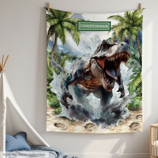 Polaire Forte couverture T-Rex Nom personnalisé Garçons pe