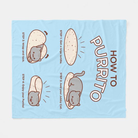 Polaire Funny Kawaii "Comment Purrito", une couverture en (Devant (Horizontal))