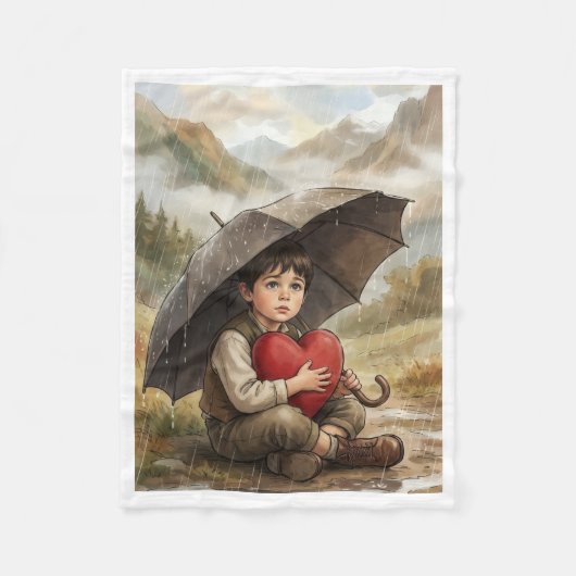 Polaire Garçon avec parapluie et couverture en molleton ro (Devant)