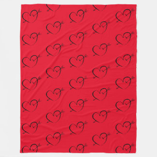 Polaire Grand couverture sherpa rouge coeur