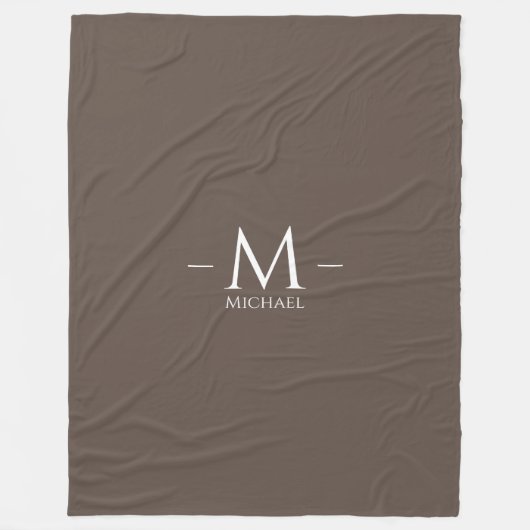 Polaire Grande couverture Monogramme Élégant Moderne Brown (Devant)