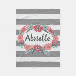 Polaire Gris personnalisé, couverture florale de corail