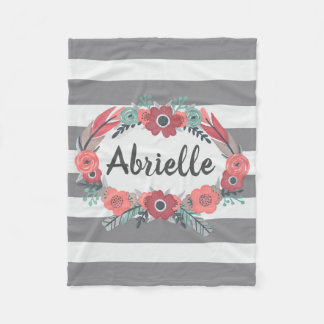 Polaire Gris personnalisé, couverture florale de corail