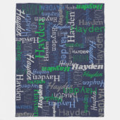 Polaire Hayden nom personnalisé blanc bleu gris couverture (Devant)