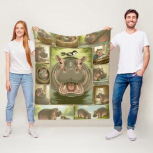 Polaire Hippopotame joueur & couverture d'oiseau 13 Hippo