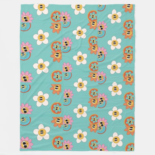 Polaire illustration rose couverture en toison de fleurs r (Devant)