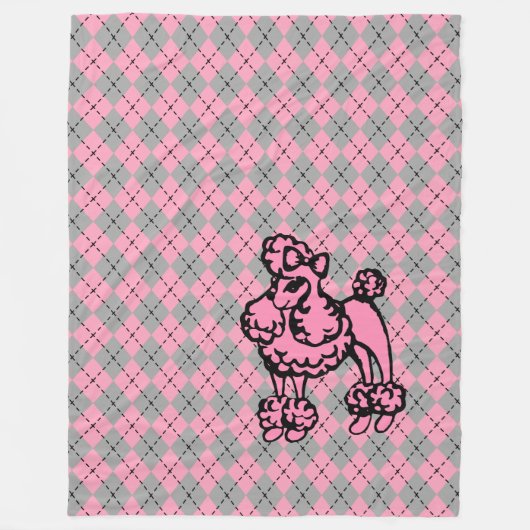 Polaire Jacquard rétro Couverture de caniche rose français (Devant)