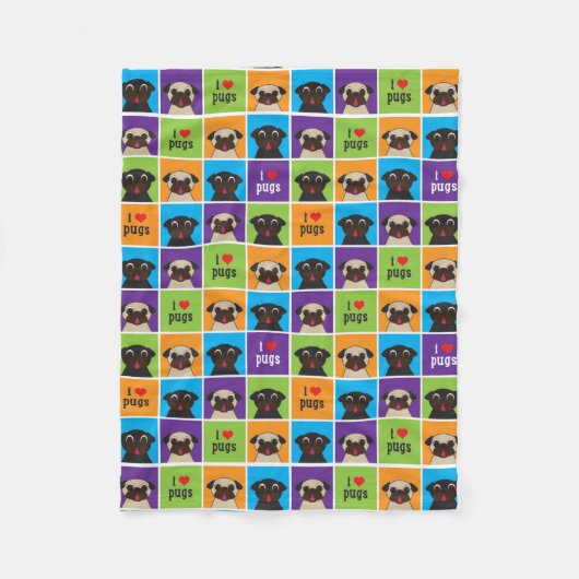 Polaire J'aime la couverture de jet d'ouatine de carlins (Devant)