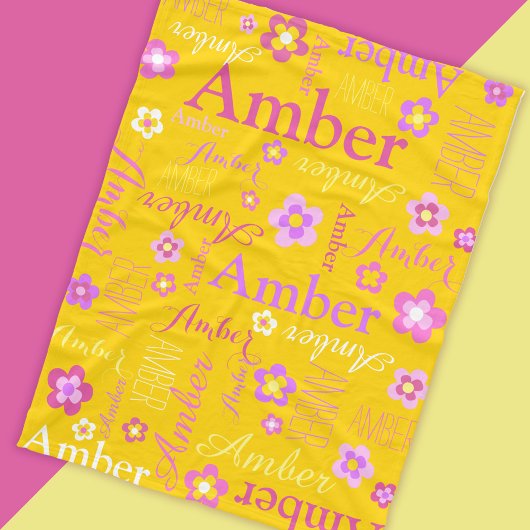 Polaire Jaune rose violet filles nom Amber couverture de f