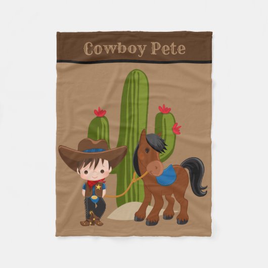 Polaire Joli bébé garçon ajouter nom couverture cowboy (Devant)