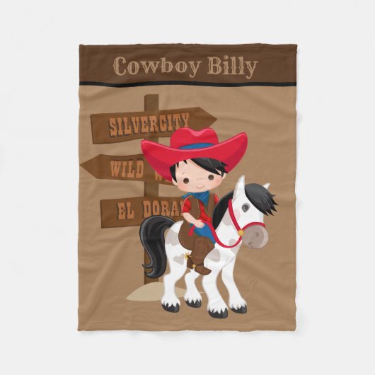 Polaire Joli bébé garçon ajouter nom couverture cowboy (Devant)