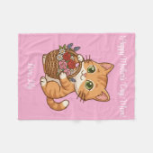 Polaire Joli Chat Orange & Fleurs : Douce Couverture pour  (Devant (Horizontal))