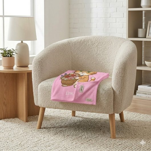 Polaire Joli Chat Orange & Fleurs : Douce Couverture pour 
