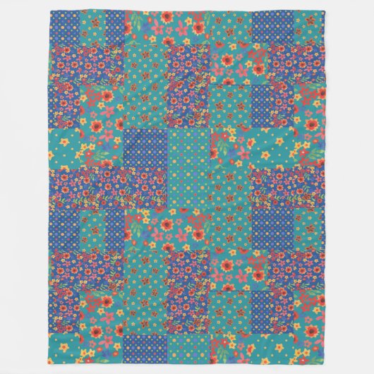 Polaire Jolie couverture en fausse fourrure patchwork nost (Devant)