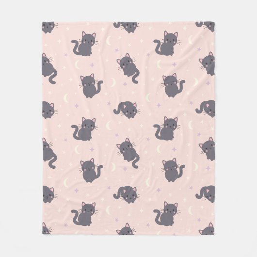 Polaire Jolie couverture en molleton gris rose pour chat (Devant)