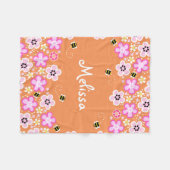 Polaire Jolie couverture fleurie et blanc d'abeilles (Devant (Horizontal))