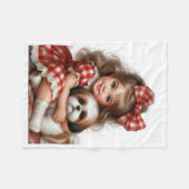 Polaire Jolie petite fille serrant un chiot couverture béb (Devant (Horizontal))