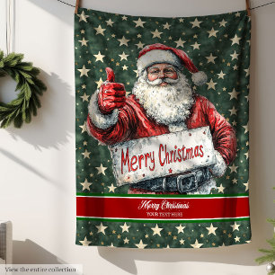 Polaire Joyeuse couverture de Noël avec Père Noël Art Vint