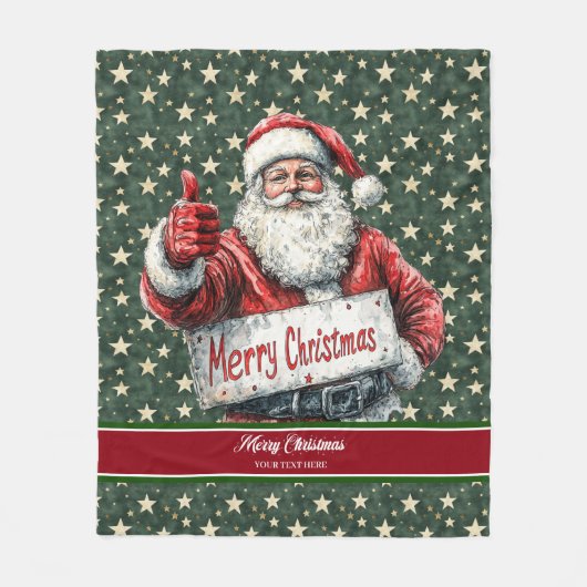 Polaire Joyeuse couverture de Noël avec Père Noël Art Vint (Devant)