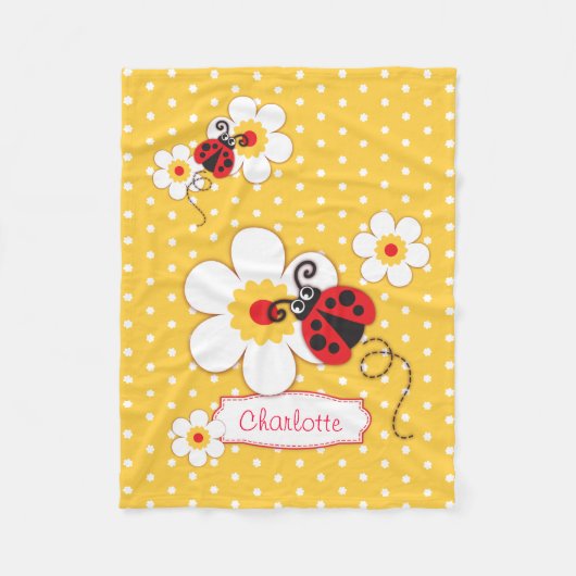 Polaire Ladybugs fleurs graphique jaune nom couverture (Devant)