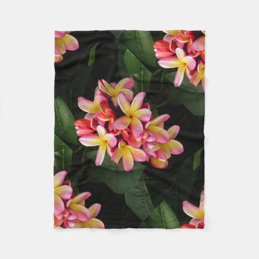 Polaire Le Plumeria rose et jaune fleurit la couverture (Devant)