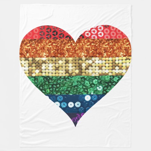 Polaire lgbt rainbow heart couverture (Devant)