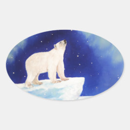 Polaire lichten ovale sticker