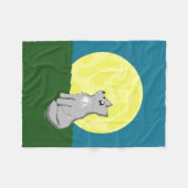 Polaire Loup délabré mignon avec la couverture de lune (Devant (Horizontal))