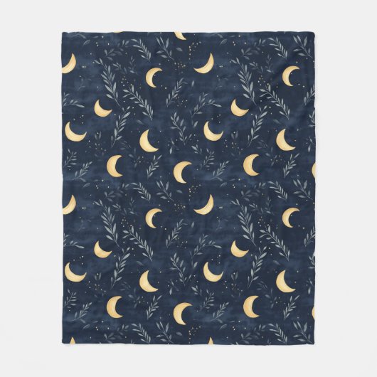 Polaire Lune céleste bleu marine et couverture de feuillag (Devant)